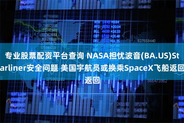 专业股票配资平台查询 NASA担忧波音(BA.US)Starliner安全问题 美国宇航员或换乘SpaceX飞船返回