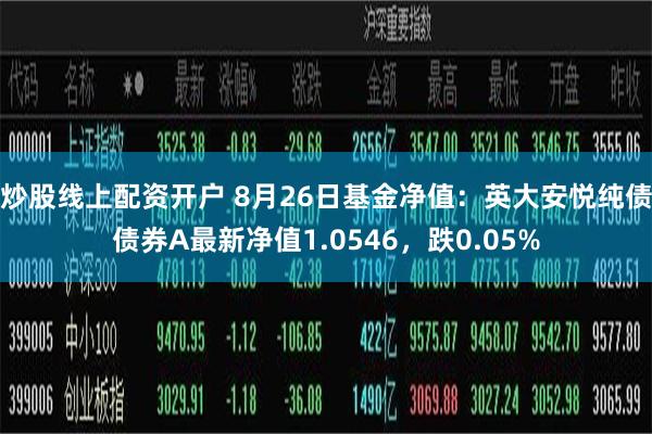 炒股线上配资开户 8月26日基金净值：英大安悦纯债债券A最新净值1.0546，跌0.05%