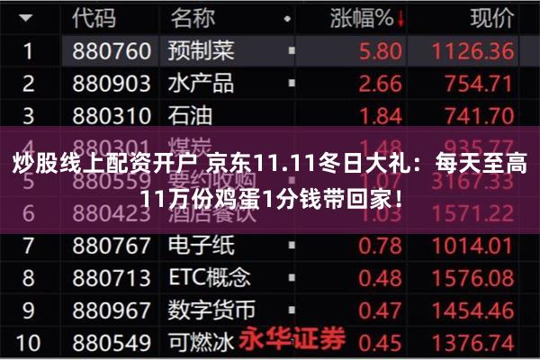 炒股线上配资开户 京东11.11冬日大礼：每天至高11万份鸡蛋1分钱带回家！